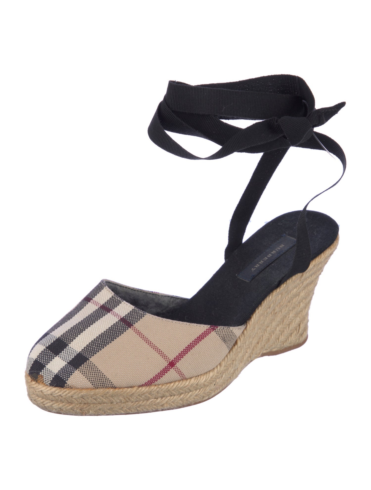Burberry Nova Check Pattern Canvas Slingback Pumps