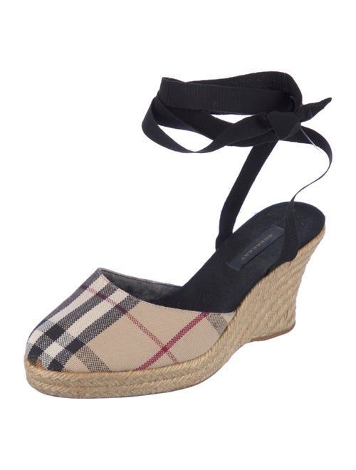 Burberry Nova Check Pattern Canvas Slingback Pumps