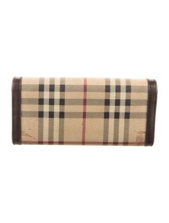 Burberry Haymarket Check Pattern Printed Continental Wallet