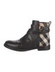 Burberry House Check Pattern Leather Chelsea Boots
