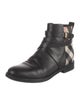 Burberry House Check Pattern Leather Chelsea Boots
