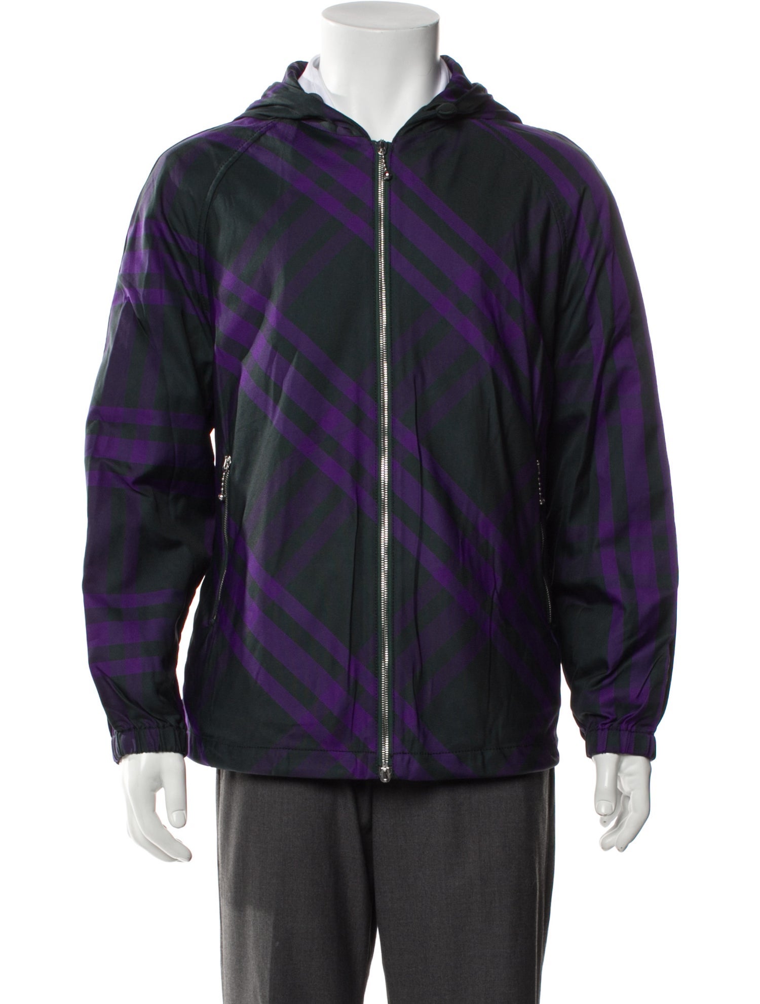 Burberry Plaid Print Windbreaker