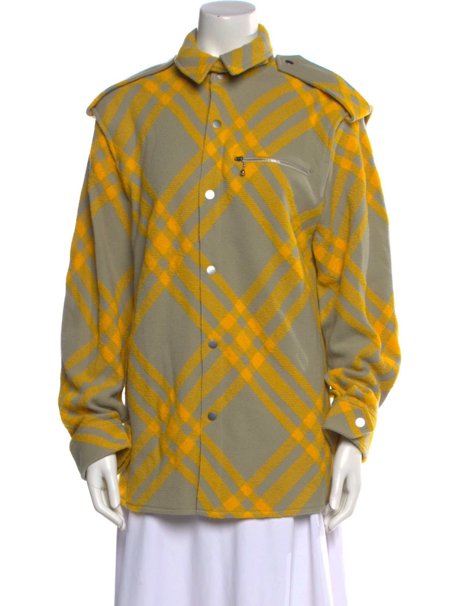 Burberry Wool Plaid Print Button-Up Top w/ Tags