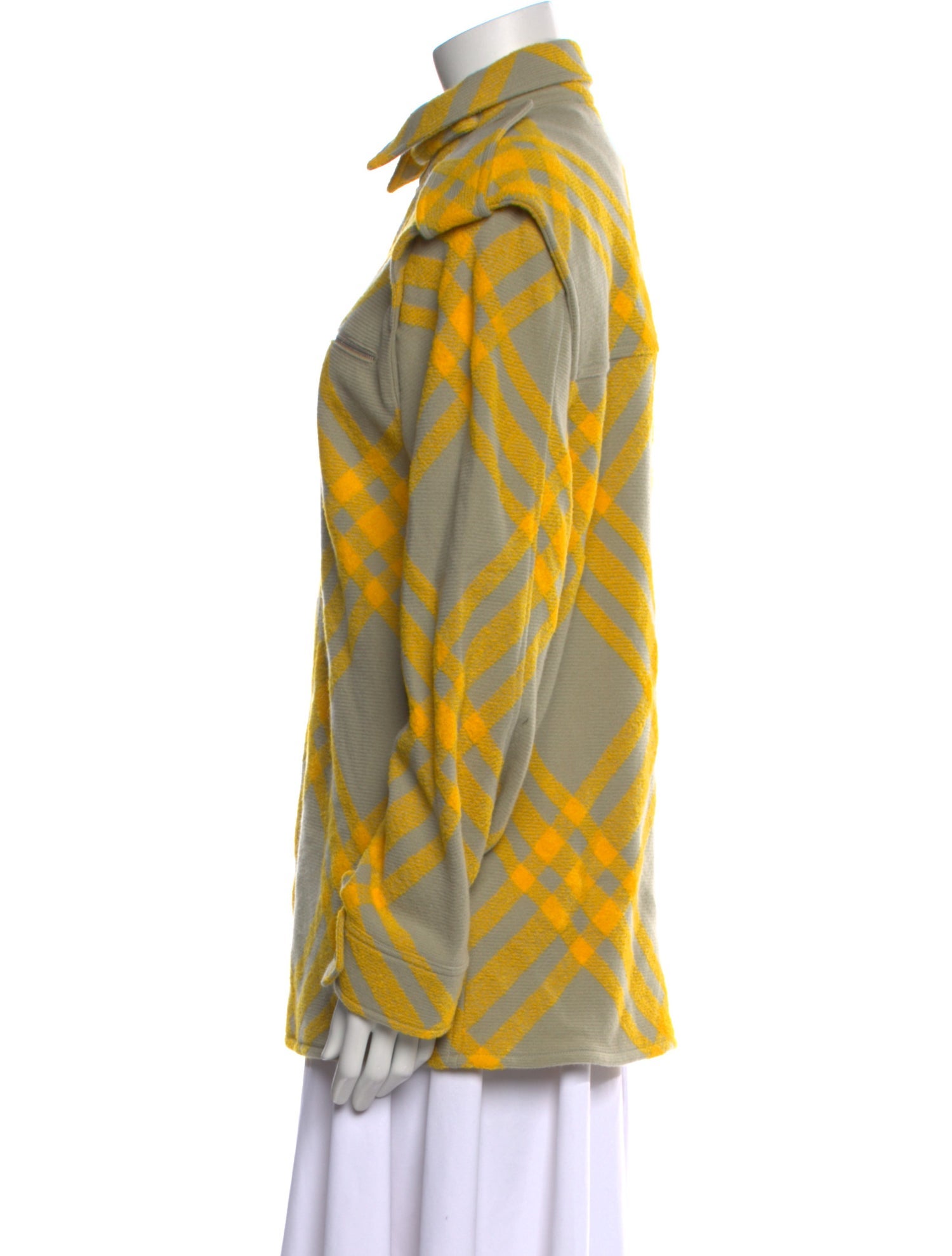 Burberry Wool Plaid Print Button-Up Top w/ Tags