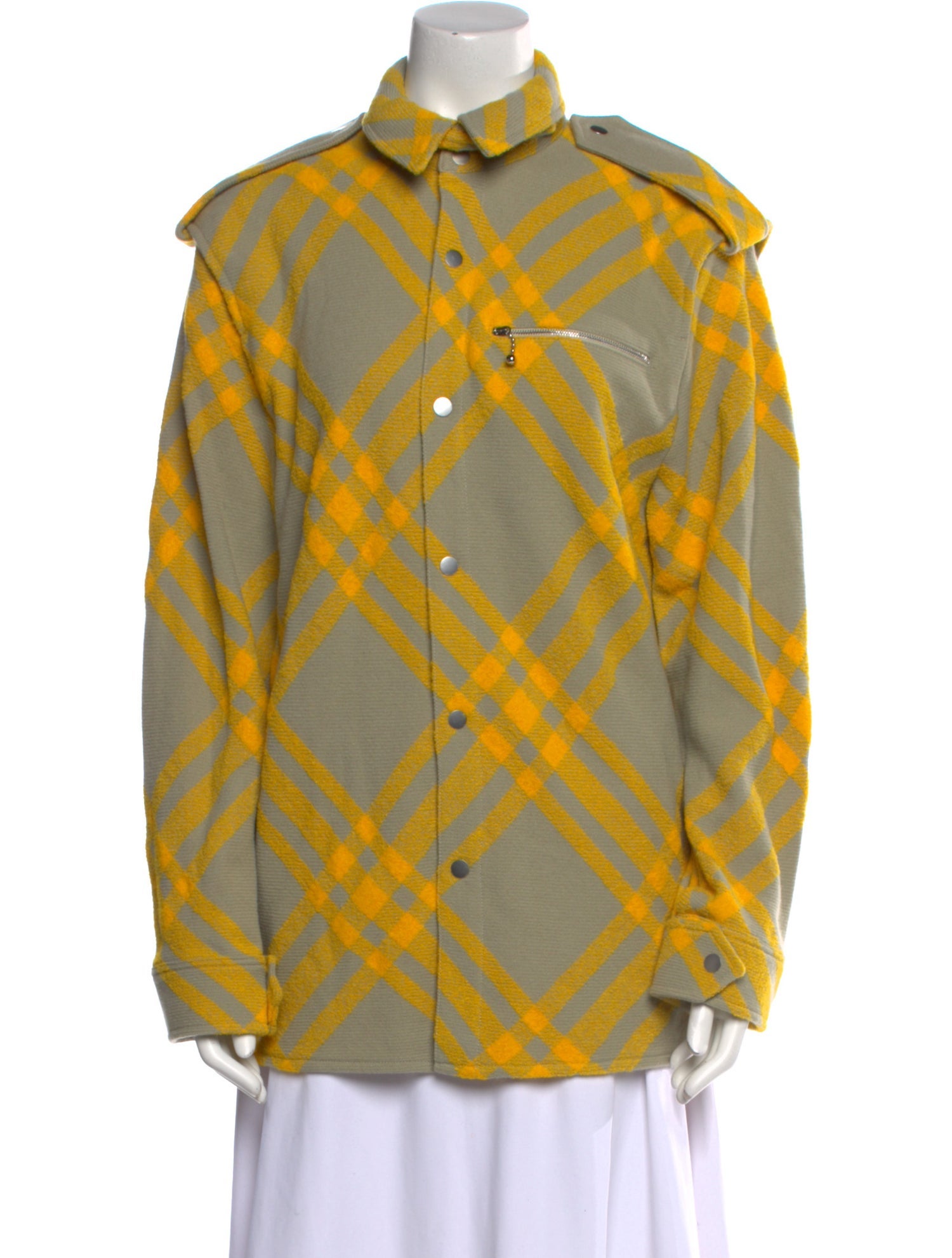 Burberry Plaid Print Long Sleeve Button-Up Top w/ Tags