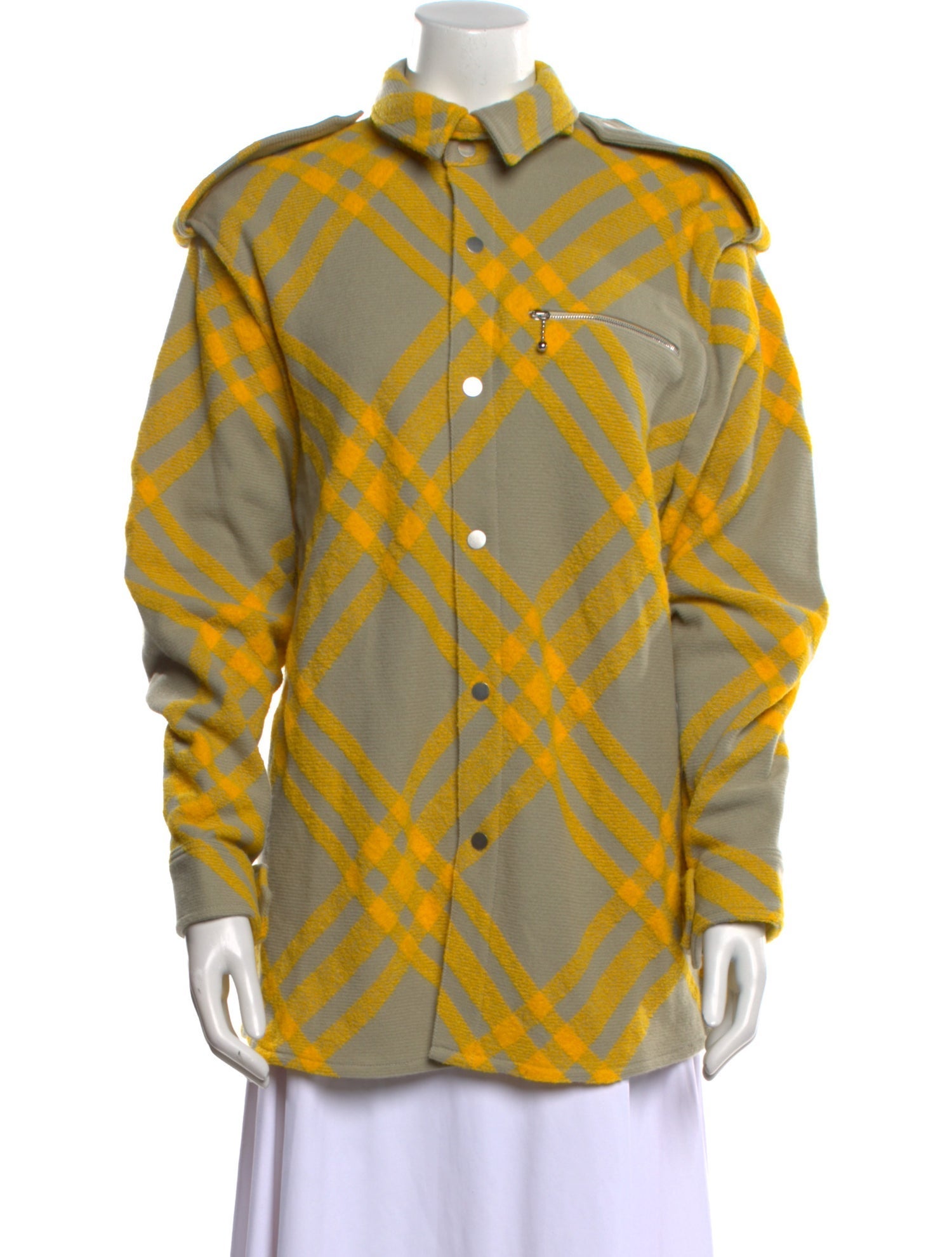 Burberry Plaid Print Long Sleeve Button-Up Top w/ Tags