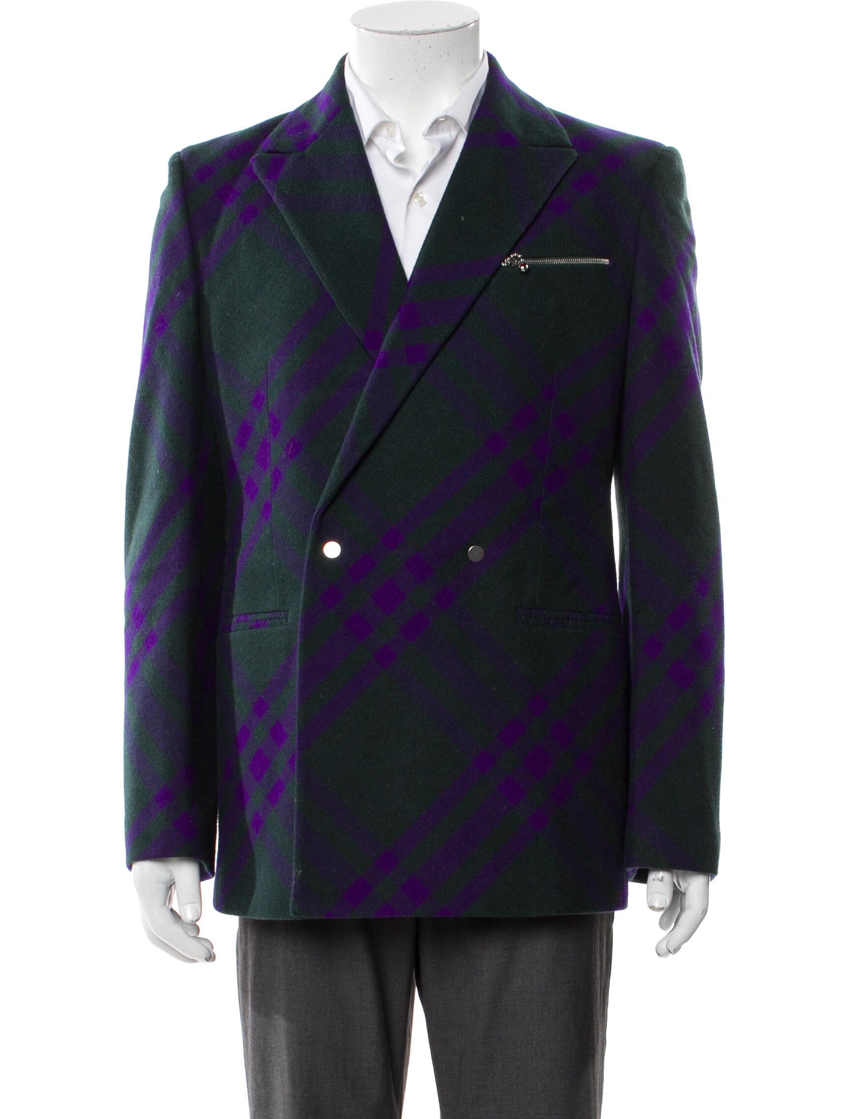 Burberry Virgin Wool Plaid Print Blazer w/ Tags