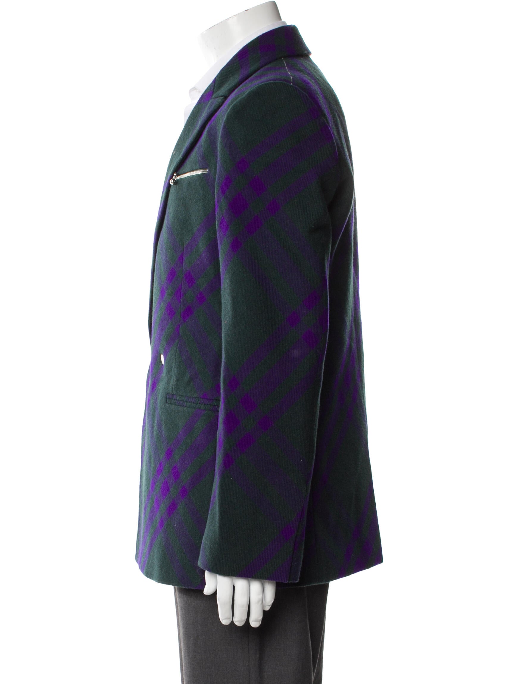 Burberry Virgin Wool Plaid Print Blazer w/ Tags