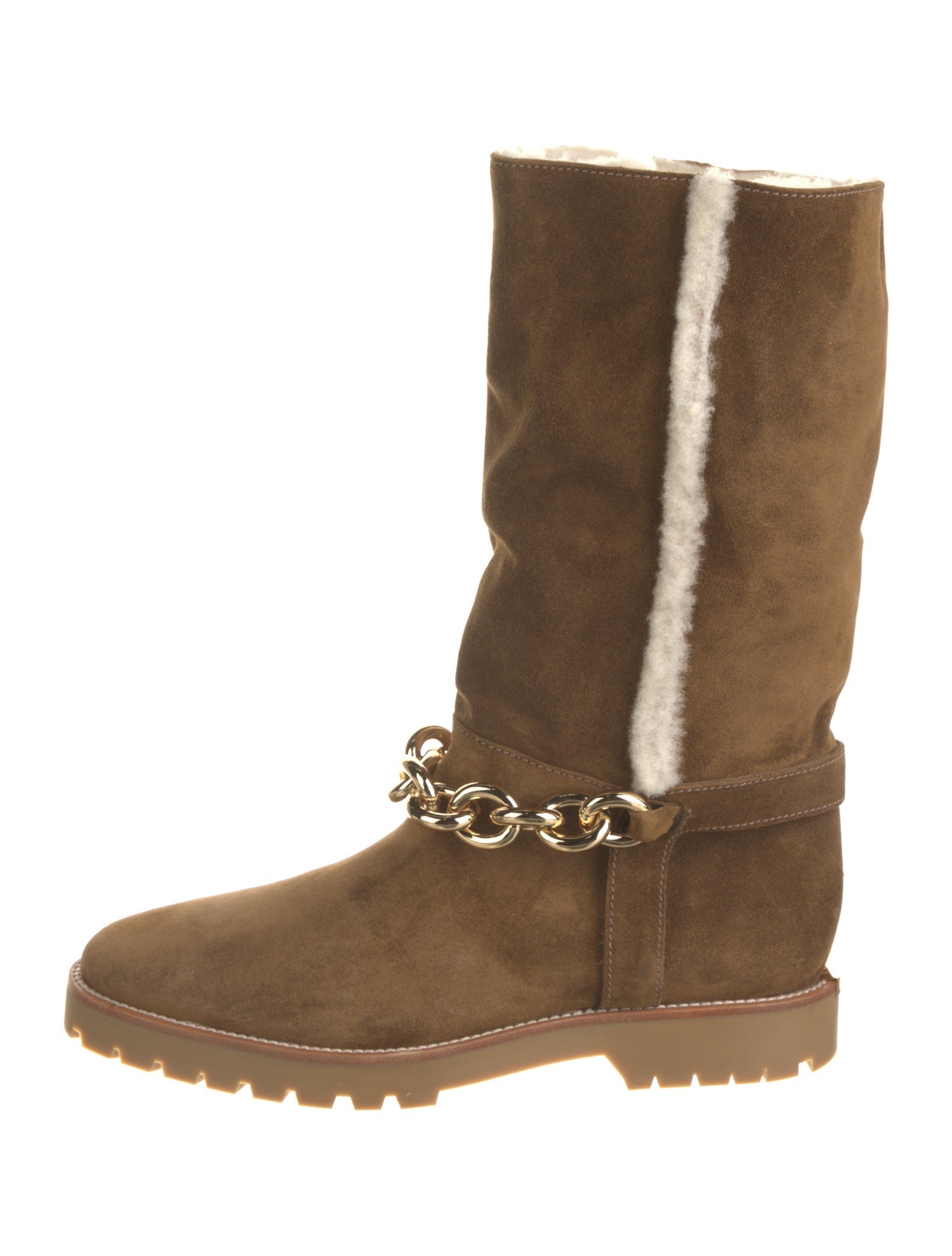 Burberry Chain-Link Accent Suede Moto Boots w/ Tags