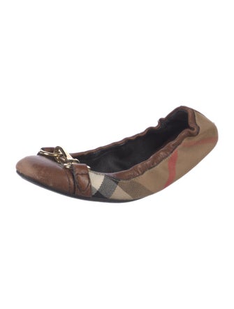 Burberry House Check Pattern Canvas Ballet Flats
