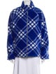 Burberry Wool Plaid Print Faux Fur Jacket