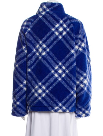 Burberry Wool Plaid Print Faux Fur Jacket