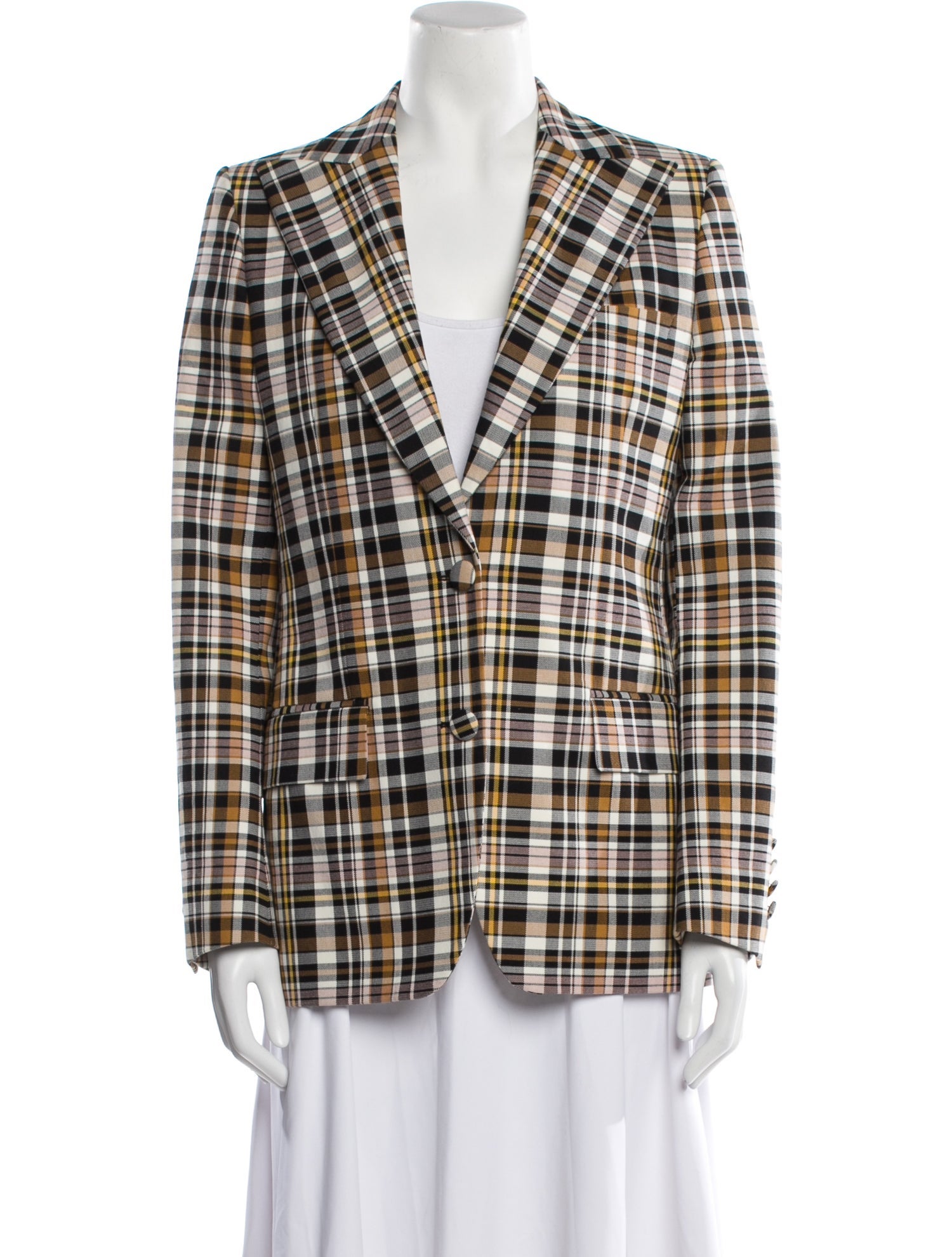 Burberry Plaid Print Blazer