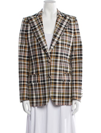 Burberry Plaid Print Blazer