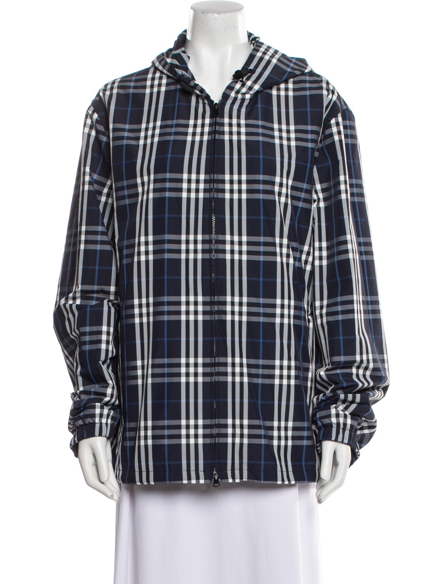 Burberry Nylon Plaid Print Jacket
