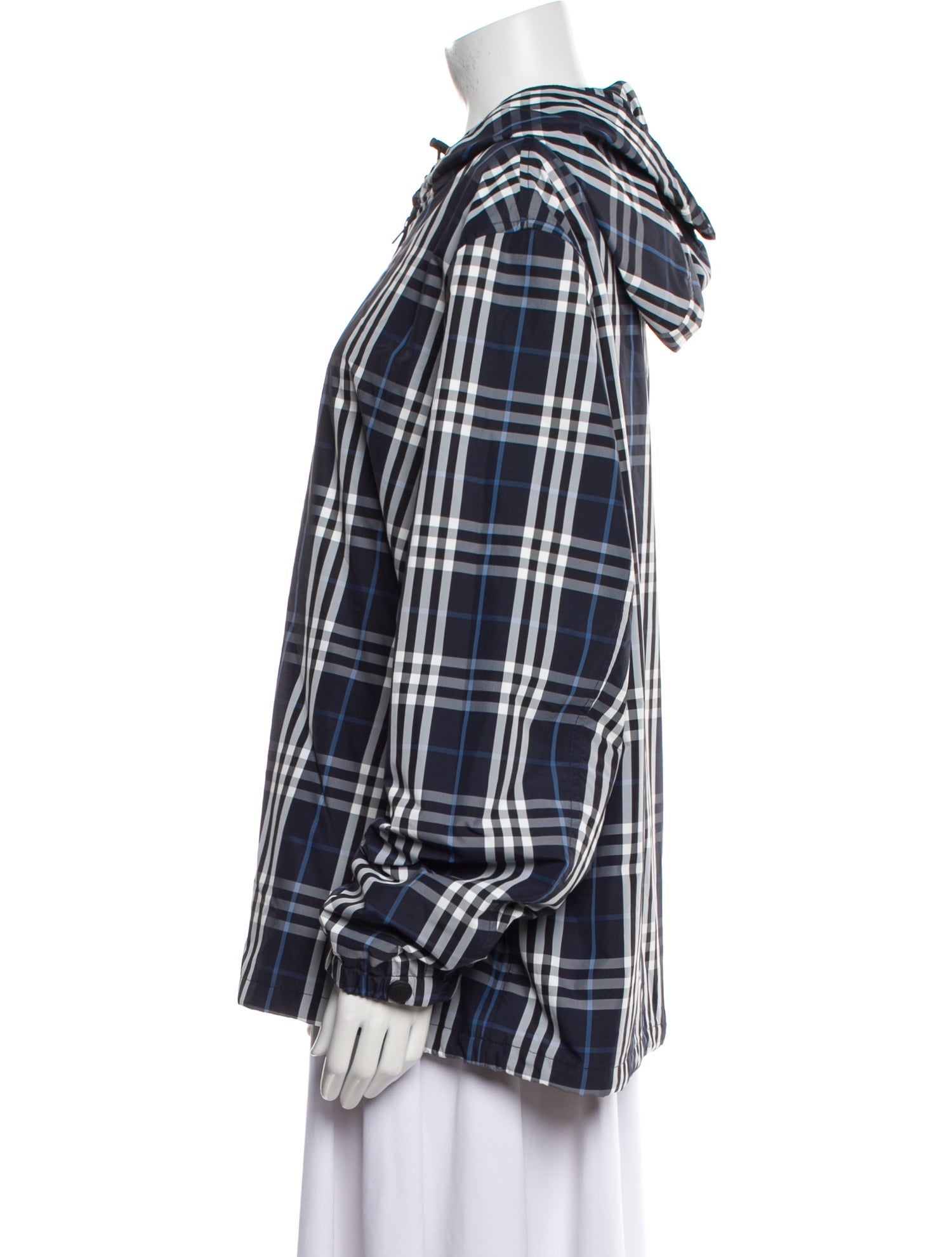 Burberry Nylon Plaid Print Jacket