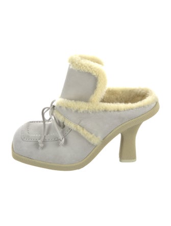 Burberry Suede Fur Trim Mules
