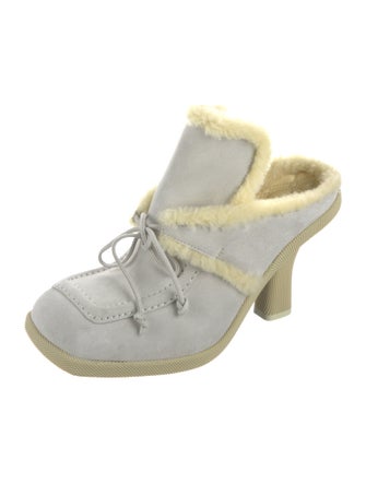 Burberry Suede Fur Trim Mules