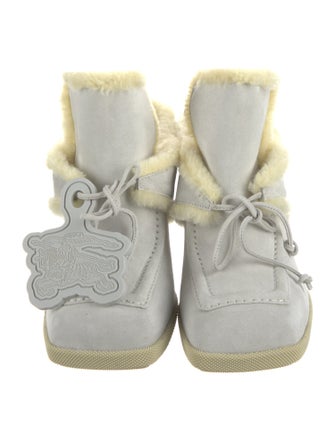 Burberry Suede Fur Trim Mules