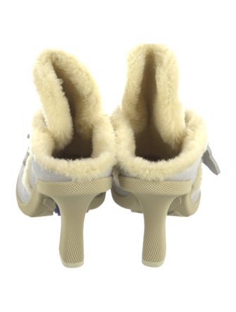Burberry Suede Fur Trim Mules