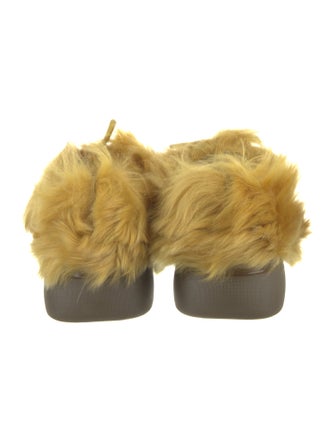 Burberry Fur Leather Trim Embellishment Lace-Up Boots