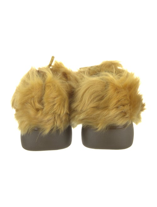 Burberry Fur Leather Trim Embellishment Lace-Up Boots