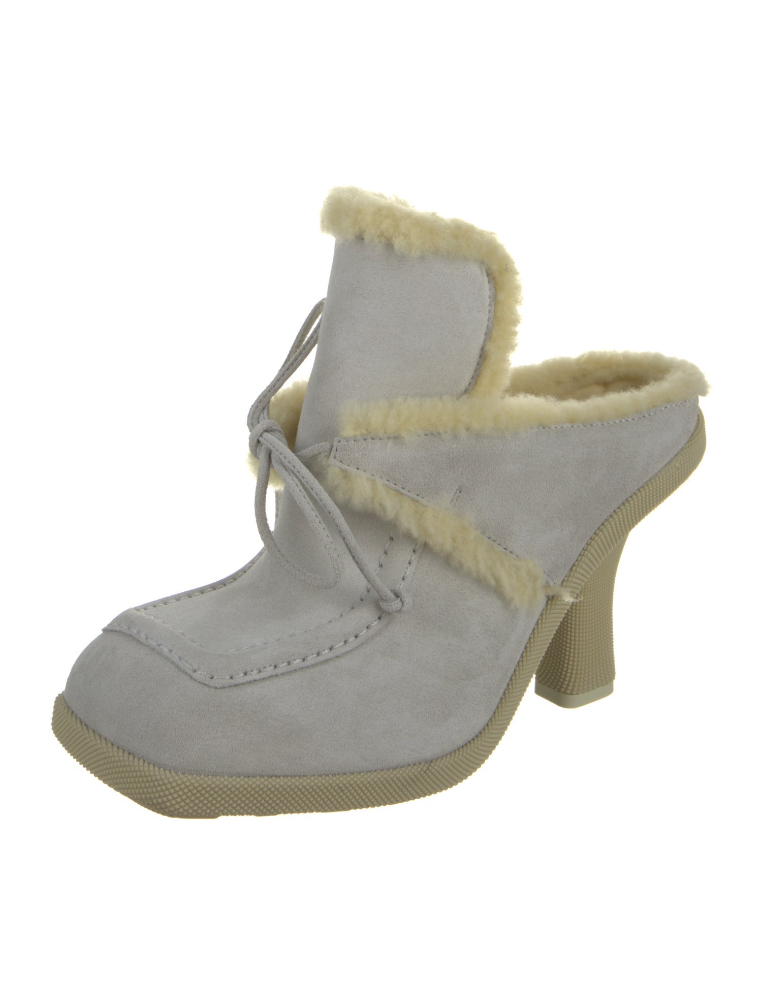 Burberry Suede Fur Trim Mules