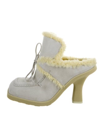 Burberry Suede Fur Trim Mules