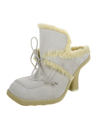 Burberry Suede Fur Trim Mules