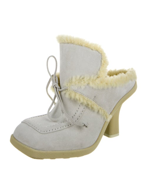 Burberry Suede Fur Trim Mules