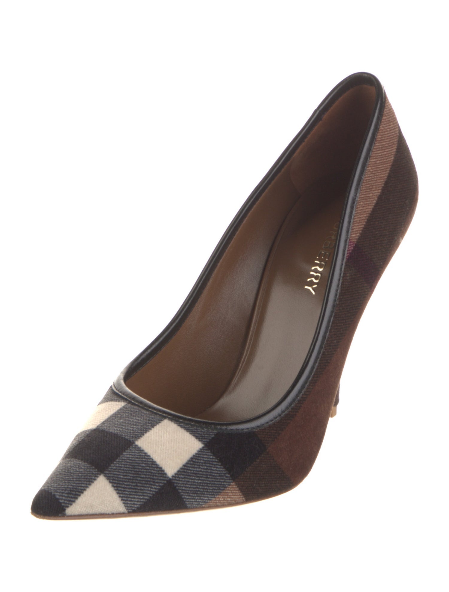 Burberry Nova Check Pattern Velvet Pumps
