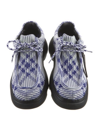 Burberry Leather Plaid Print Lace-Up Boots