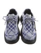Burberry Leather Plaid Print Lace-Up Boots
