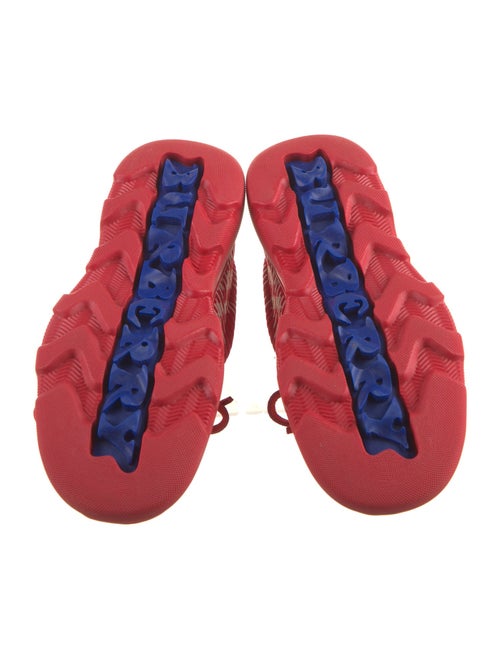 Burberry Leather Plaid Print Lace-Up Boots