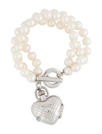 Burberry Heart Charm & Pearl Bead Bracelet Watch