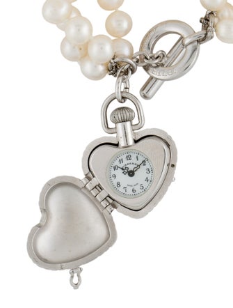 Burberry Heart Charm & Pearl Bead Bracelet Watch