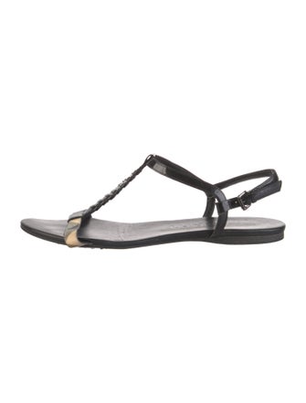 Burberry TB Monogram Patent Leather T-Strap Sandals