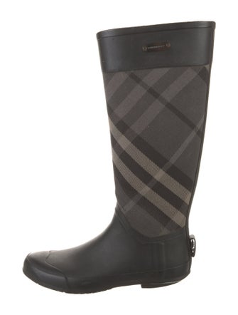Burberry Rubber Plaid Print Rain Boots