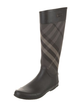 Burberry Rubber Plaid Print Rain Boots