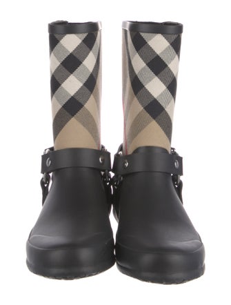 Burberry Nova Check Pattern Rubber Rain Boots