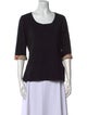 Burberry Scoop Neck Three-Quarter Sleeve T-Shirt