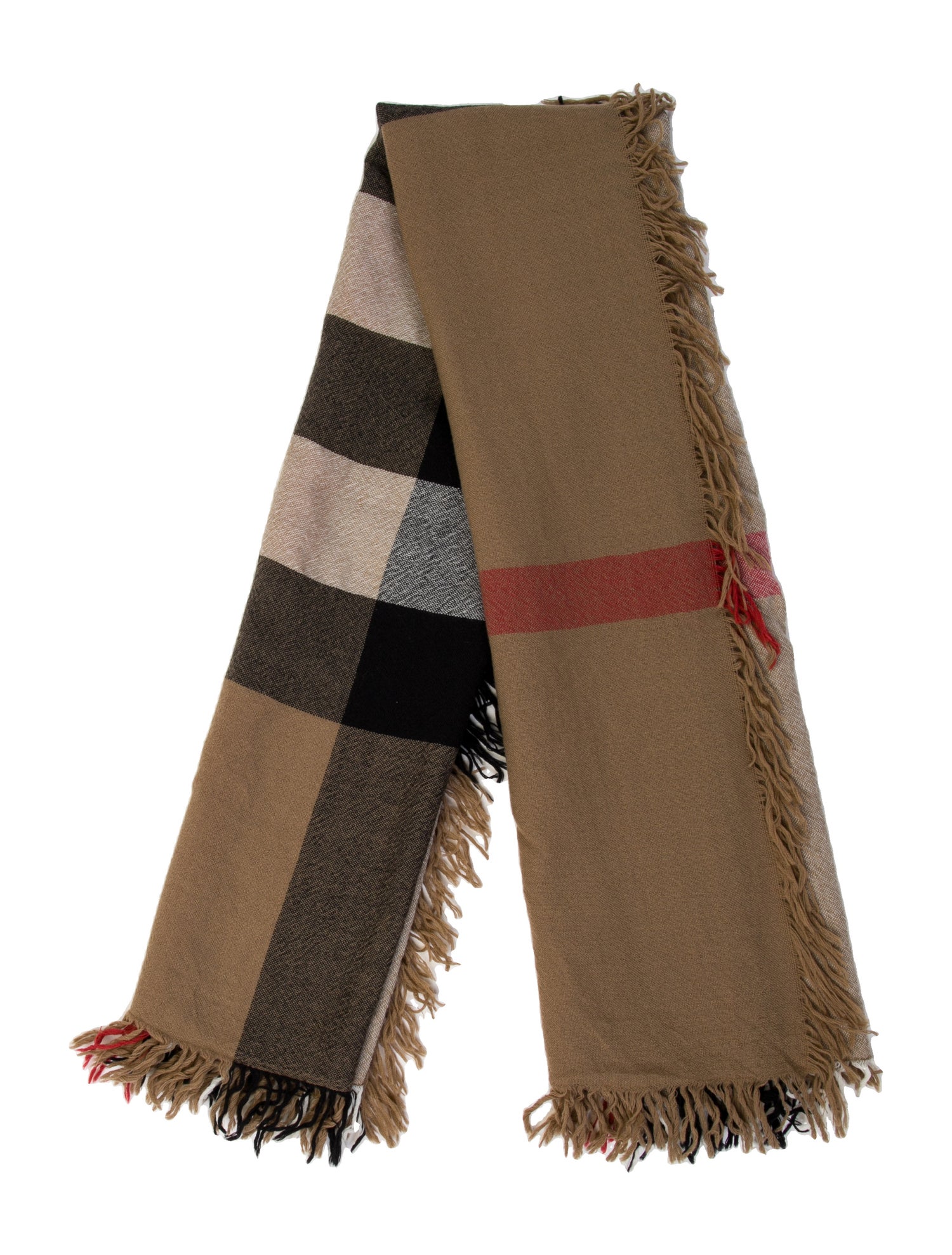 Burberry Wool Plaid Print Scarf