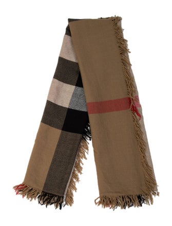 Burberry Wool Plaid Print Scarf