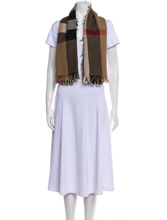 Burberry Wool Plaid Print Scarf