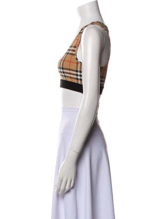 Burberry Nylon Plaid Print Crop Top