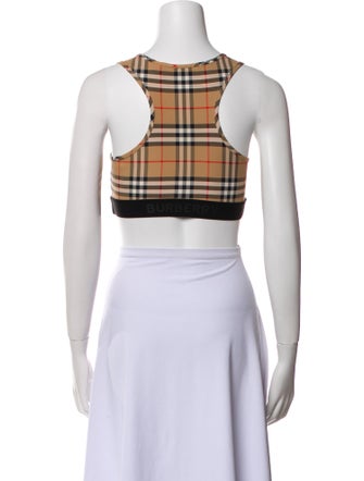 Burberry Nylon Plaid Print Crop Top