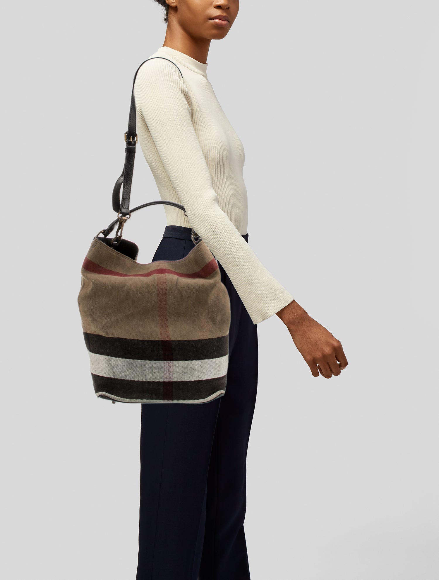 Burberry Exploded Check Bucket Bag