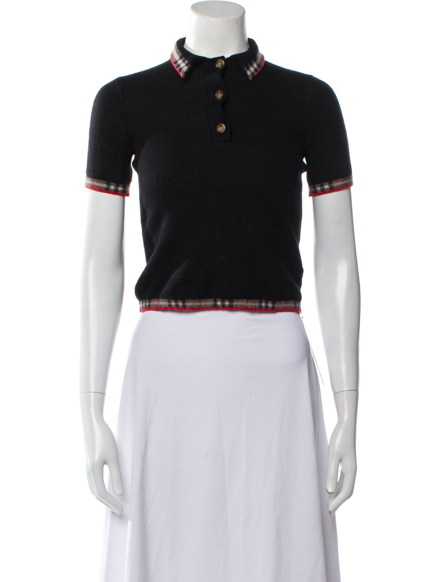 Burberry Merino Wool Mock Neck Crop Top