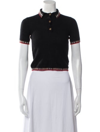 Burberry Merino Wool Mock Neck Crop Top