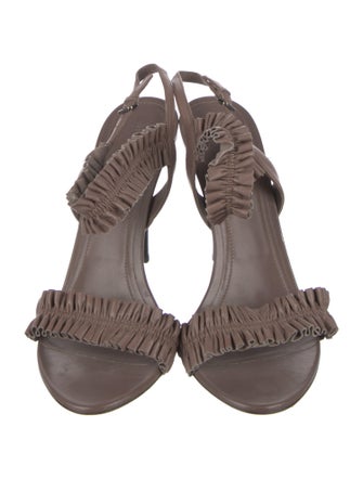 Burberry Leather Ruffle Embellishment Slingback Sandals